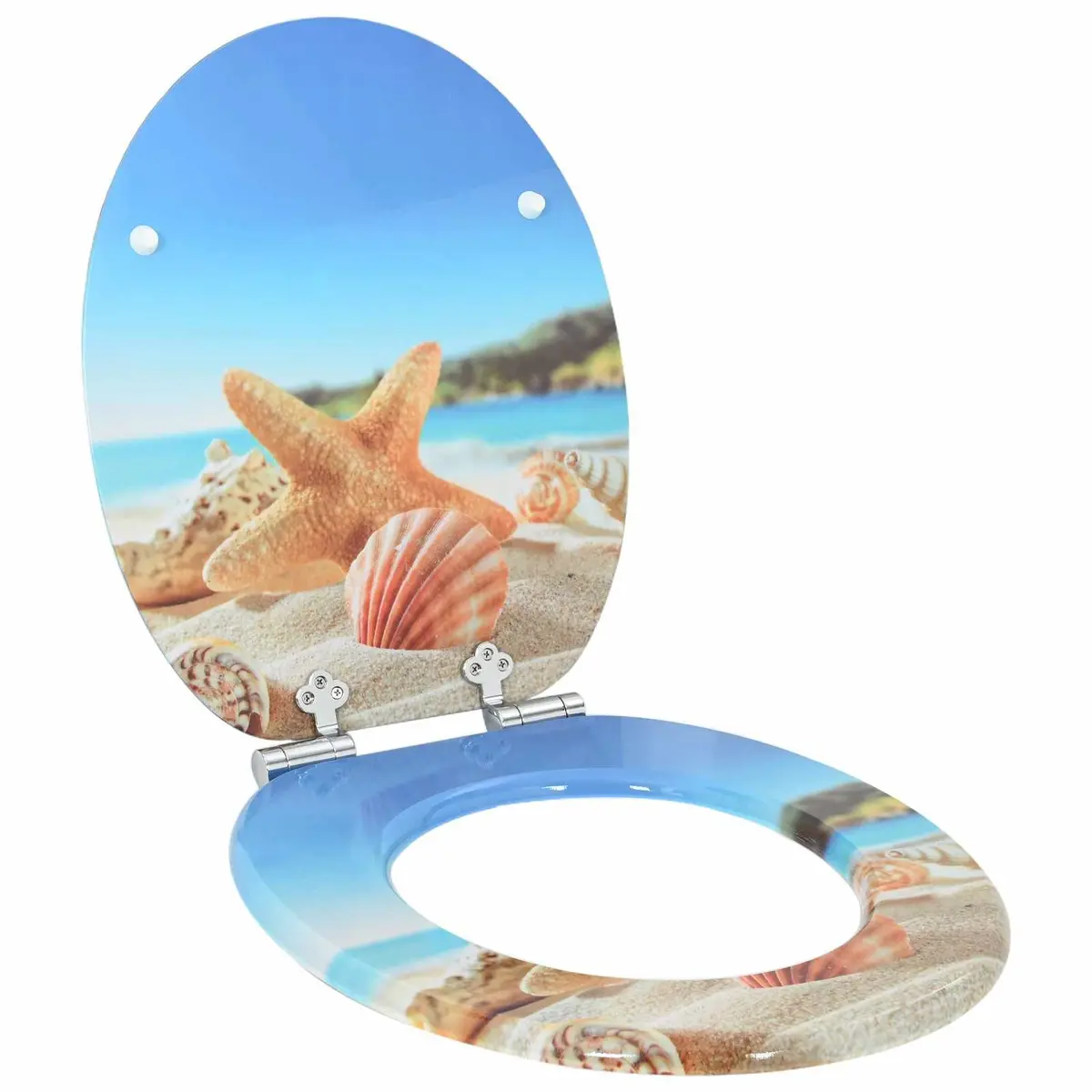 Soft-Close Toilet Seat Blue 44 x 38 cm MDF Board Durable