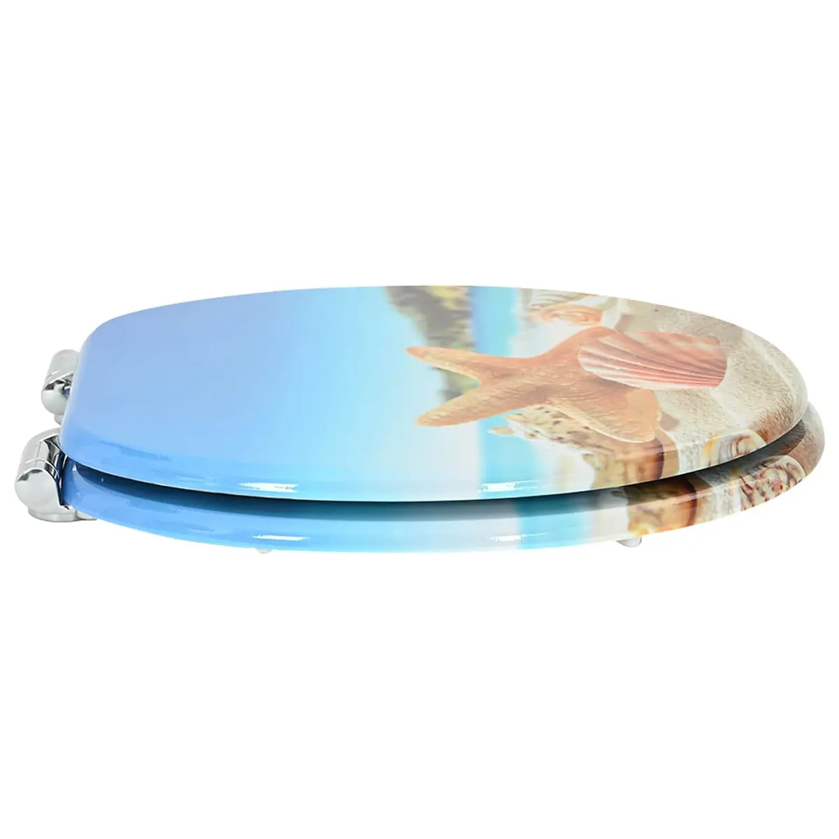 Soft-Close Toilet Seat Blue 44 x 38 cm MDF Board Durable