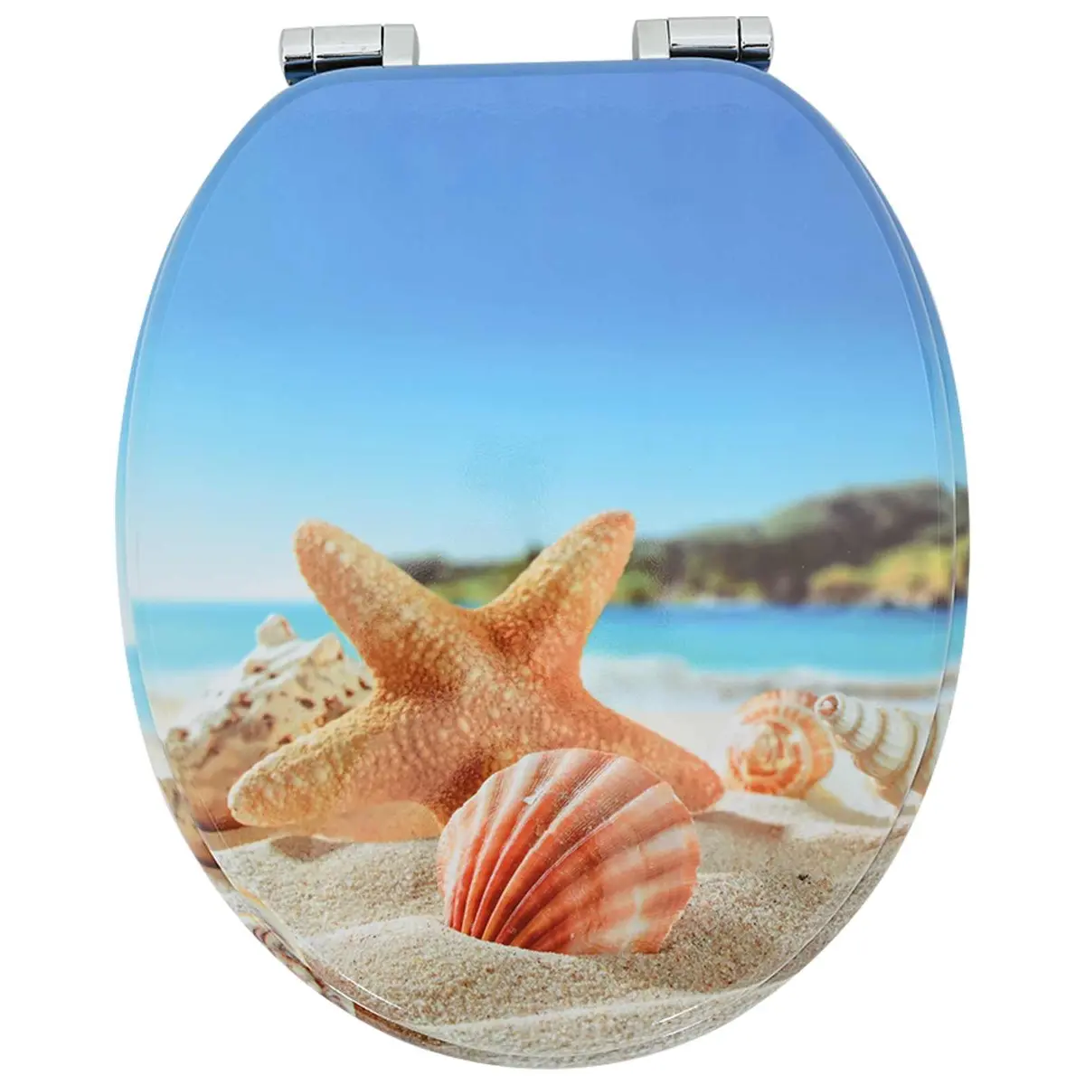 Soft-Close Toilet Seat Blue 44 x 38 cm MDF Board Durable