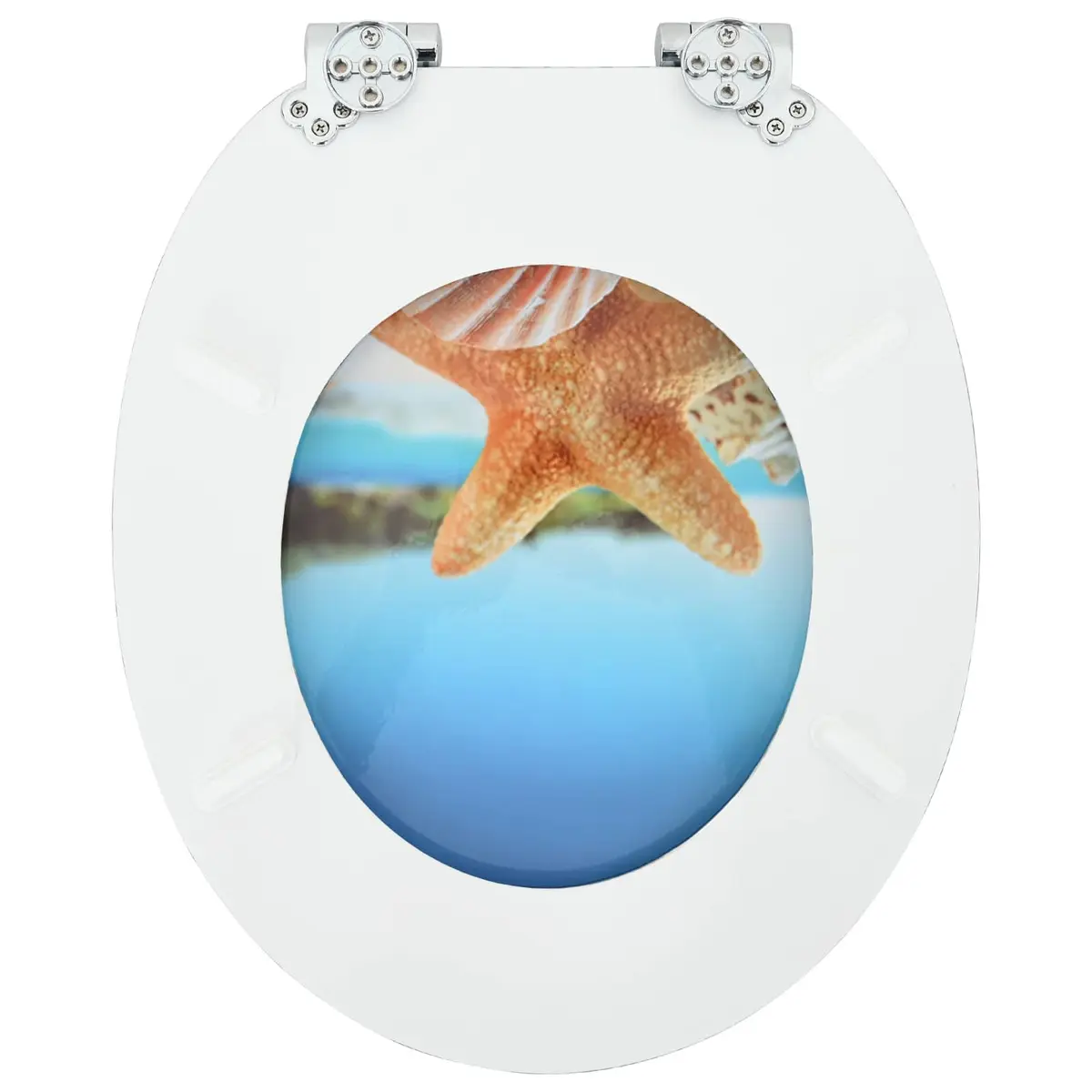 Soft-Close Toilet Seat Blue 44 x 38 cm MDF Board Durable