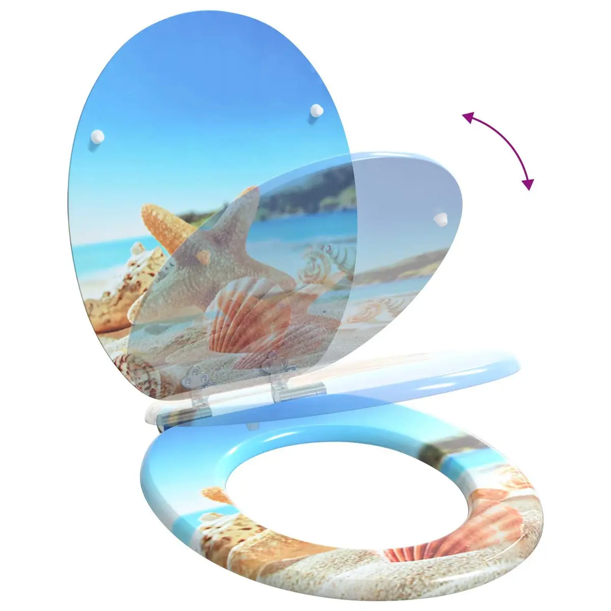 Soft-Close Toilet Seat Blue 44 x 38 cm MDF Board Durable