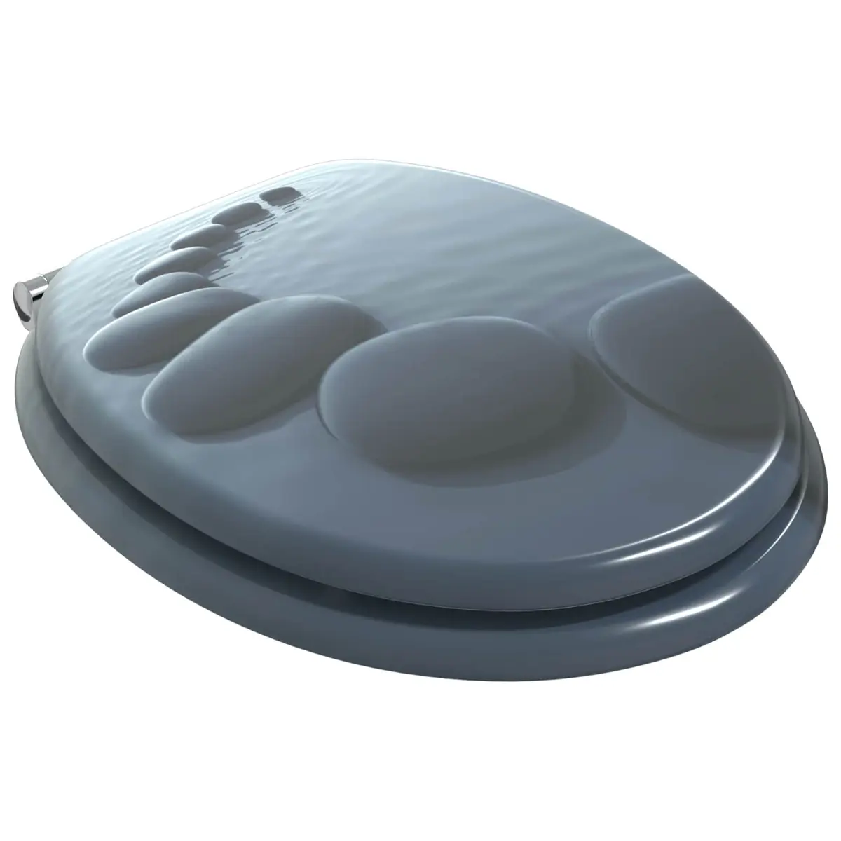 Toilet Seat Grey MDF 44x38cm Soft-Close 2 Piece Standard Fit