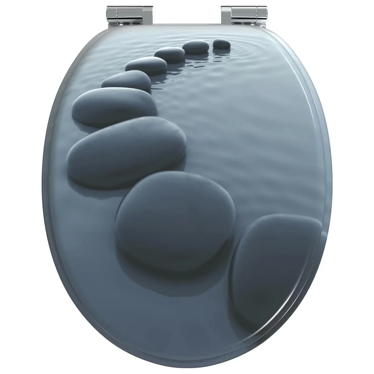 Toilet Seat Grey MDF 44x38cm Soft-Close 2 Piece Standard Fit