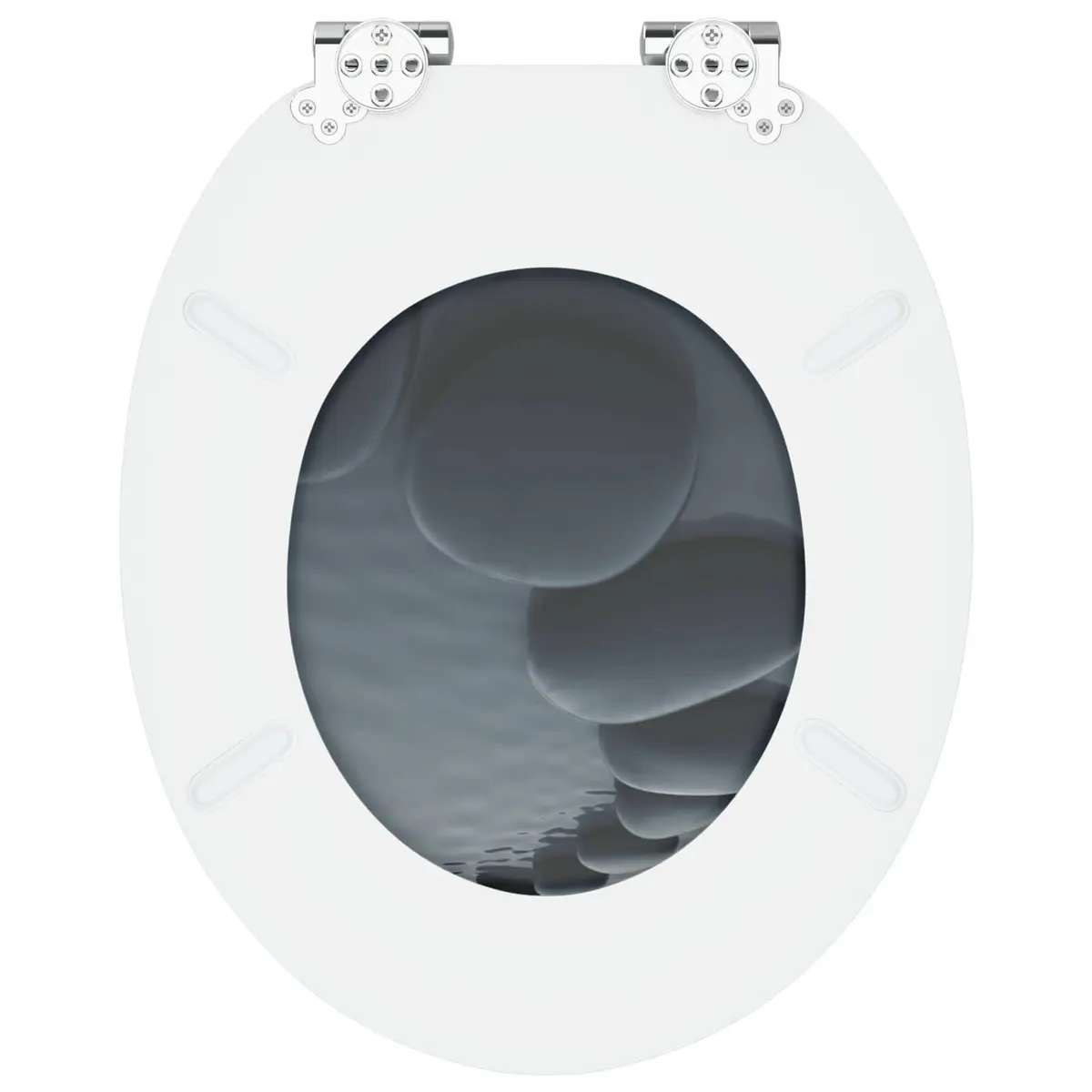 Toilet Seat Grey MDF 44x38cm Soft-Close 2 Piece Standard Fit