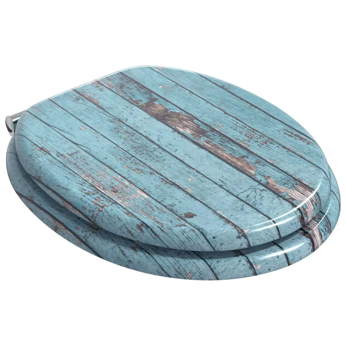Soft-Close Toilet Seat Blue MDF Board Standard Fixing 2 Piece