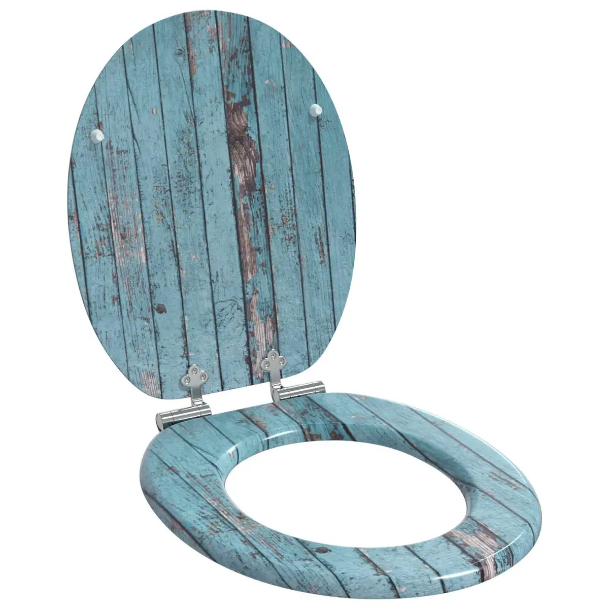 Soft-Close Toilet Seat Blue MDF Board Standard Fixing 2 Piece
