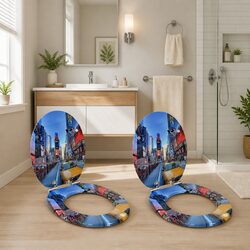 Soft-Close Toilet Seat 2 Pack Multicolour MDF Board 44 x 38 cm Standard Fixing