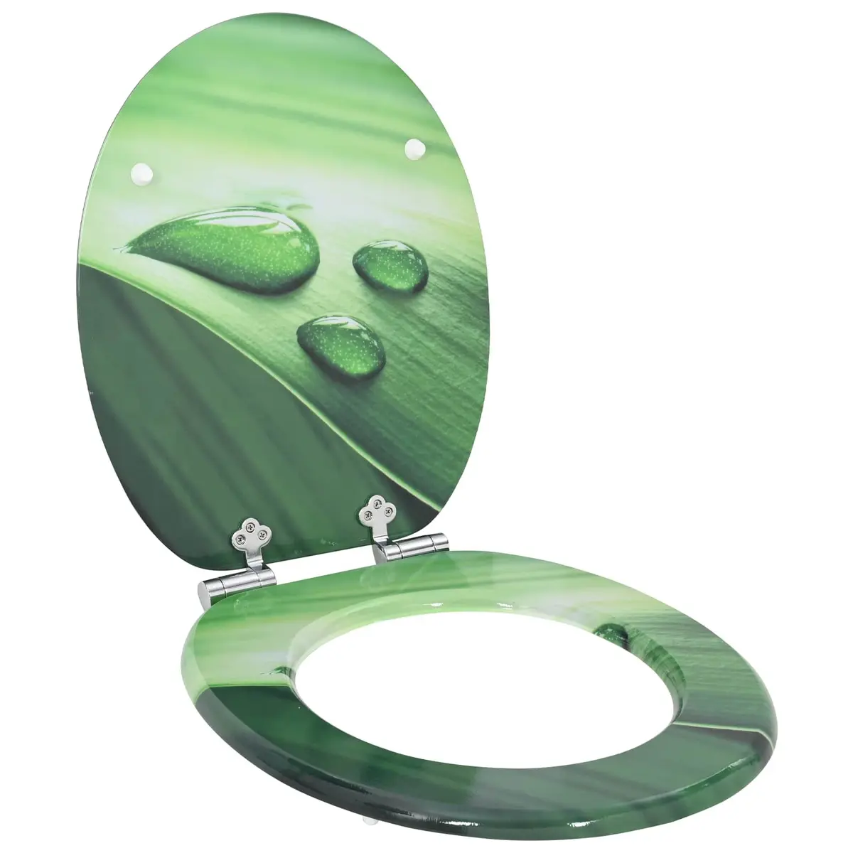 Soft-Close Toilet Seat Green MDF Board 44 x 38 cm Durable Non-Slip