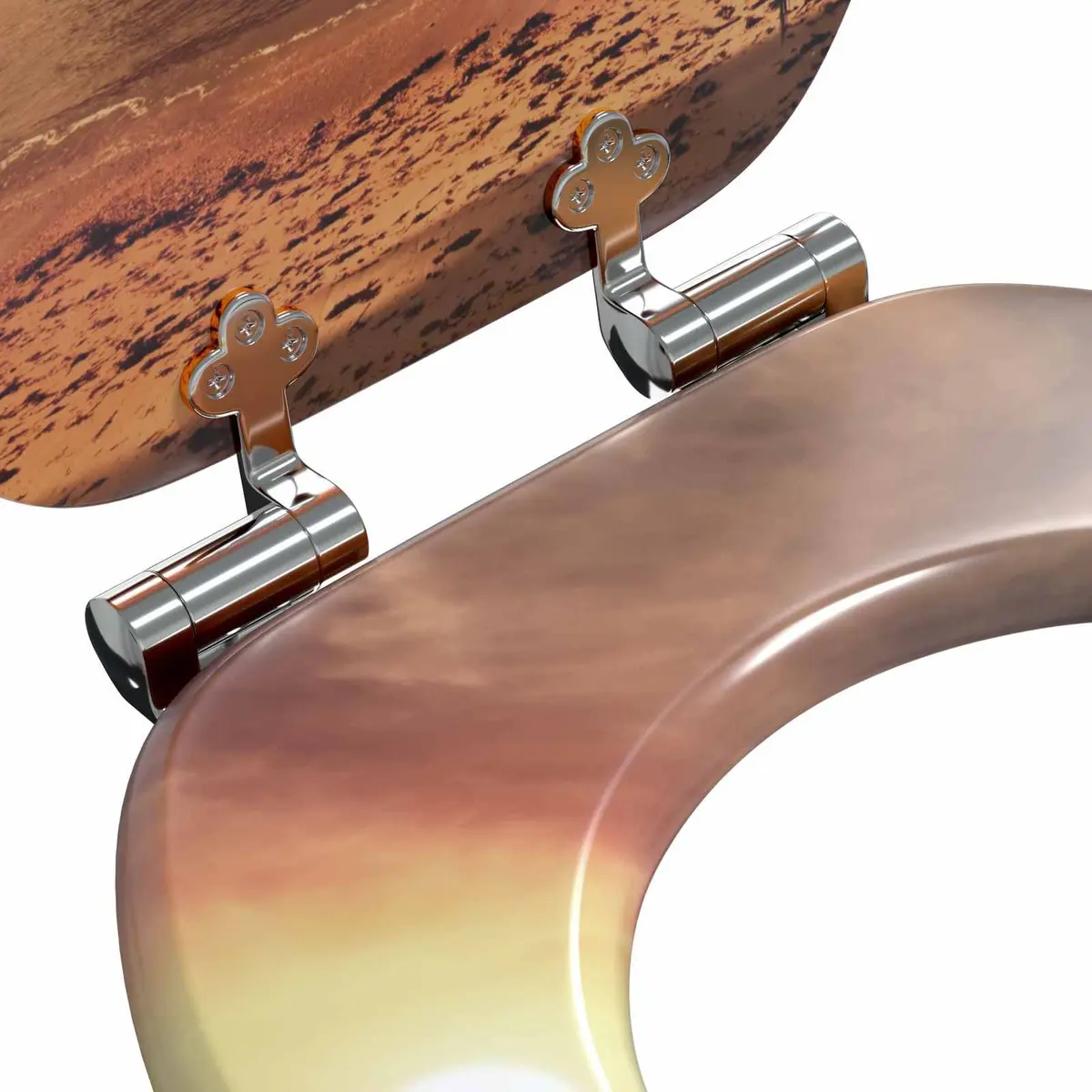 Soft-Close Toilet Seat Orange 44 x 38 cm Durable MDF Construction Gentle Lowering Mechanism