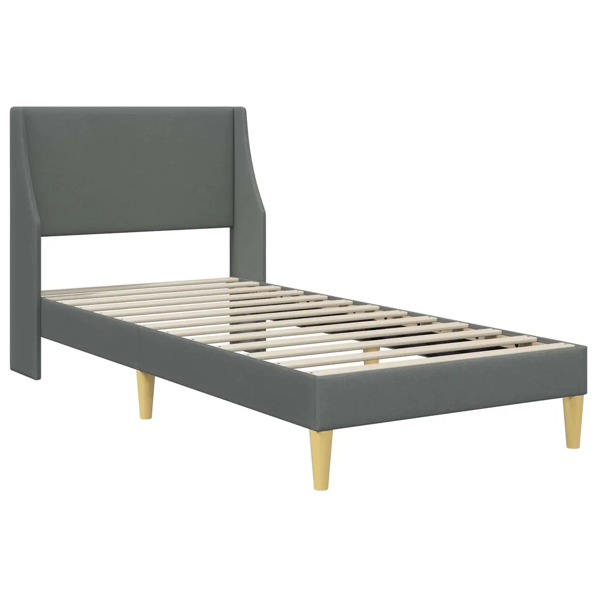 Bed Frame with Fabric Headboard Dark Grey 90 x 190 cm Modern Bedroom Furniture