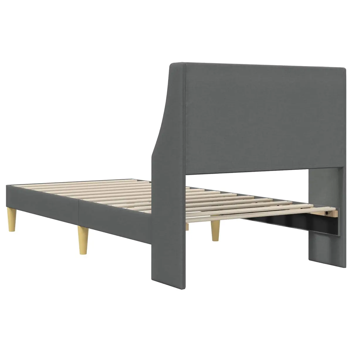 Bed Frame with Fabric Headboard Dark Grey 90 x 190 cm Modern Bedroom Furniture