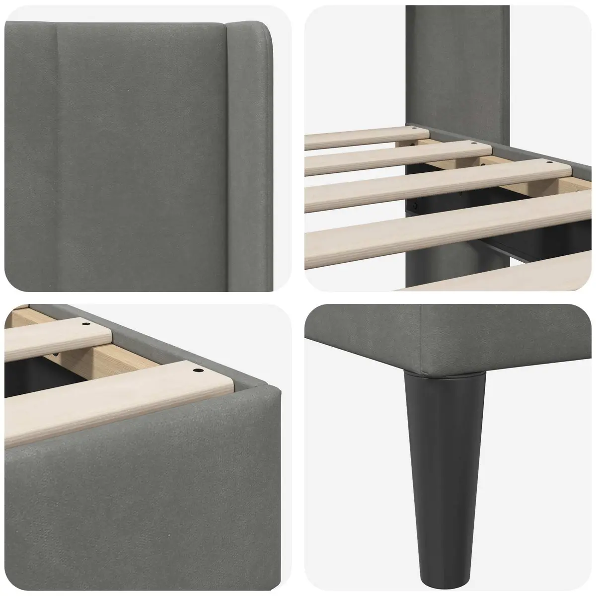 Bed Frame with Velvet Headboard Dark Grey 180 x 200 cm Modern Bedroom Furniture