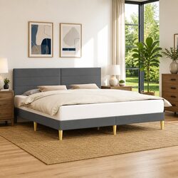 Dark Grey Bed Frame: Compact and Sturdy Design 180 x 200 cm