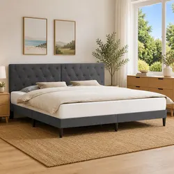 Stylish and Modern Bed Frame with Velvet Touch