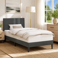Compact Dark Grey Bed Frame with Headboard 90 x 190 cm