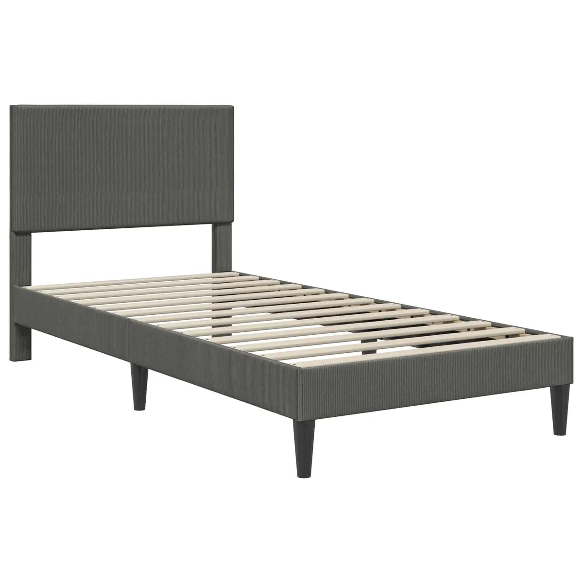 Bed Frame with Headboard Dark Grey 90 x 190 cm Corduroy Fabric Modern Bedroom