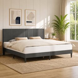 Stylish Dark Grey Bed Frame with Strong Build