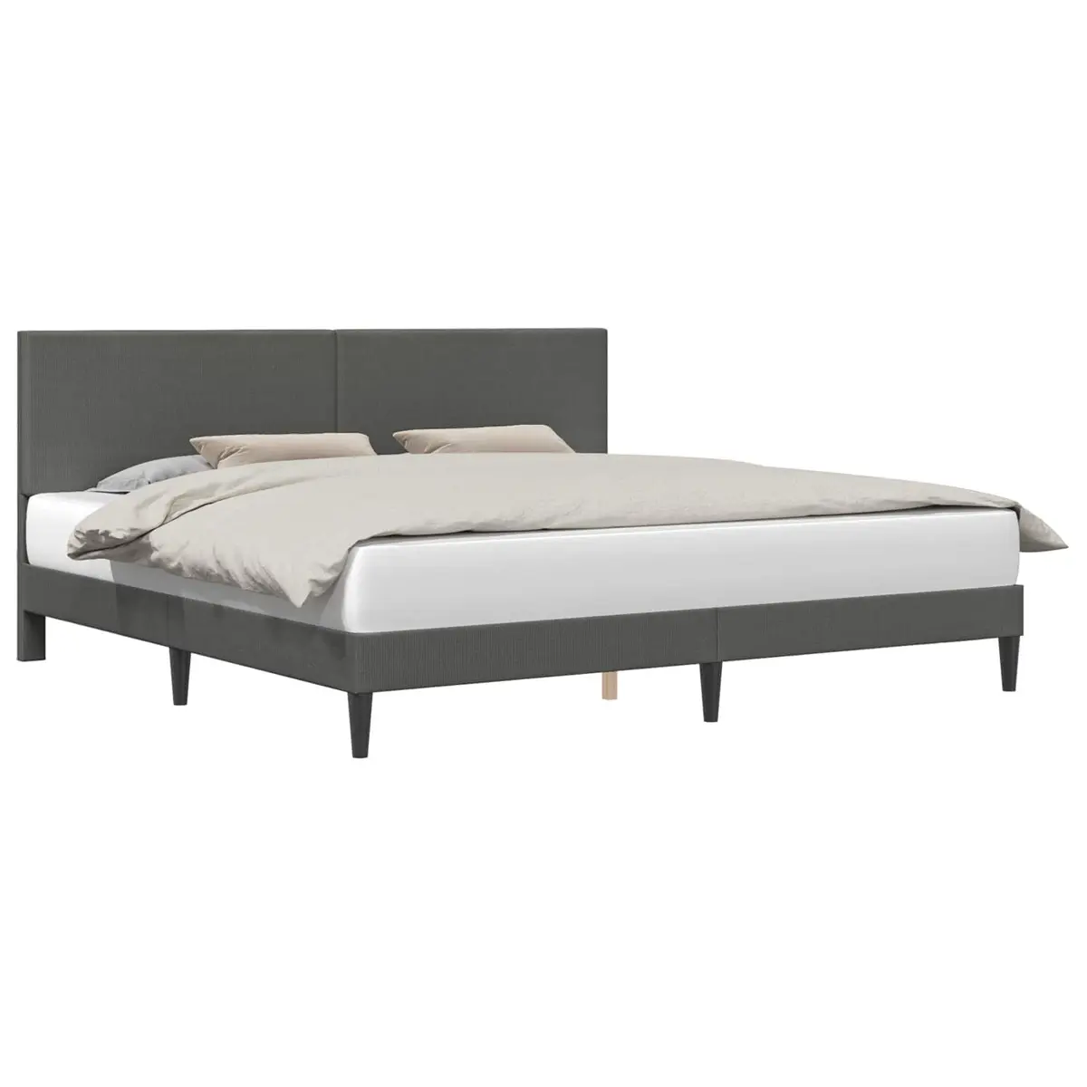 Bed Frame with Headboard Dark Grey 180 x 200 cm Corduroy Fabric Modern Bedroom