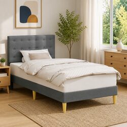 Concise Bed Frame Design with Fabric Headboard 90 x 190 cm