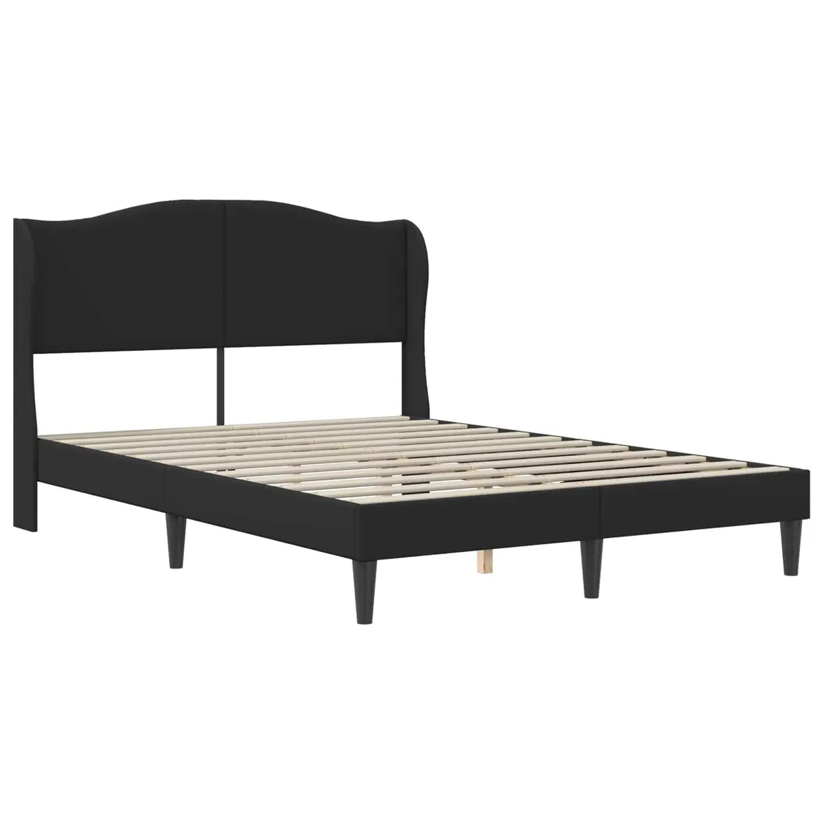 Black Bed Frame with Headboard Modern Faux Leather Queen Size 153 x 203 cm