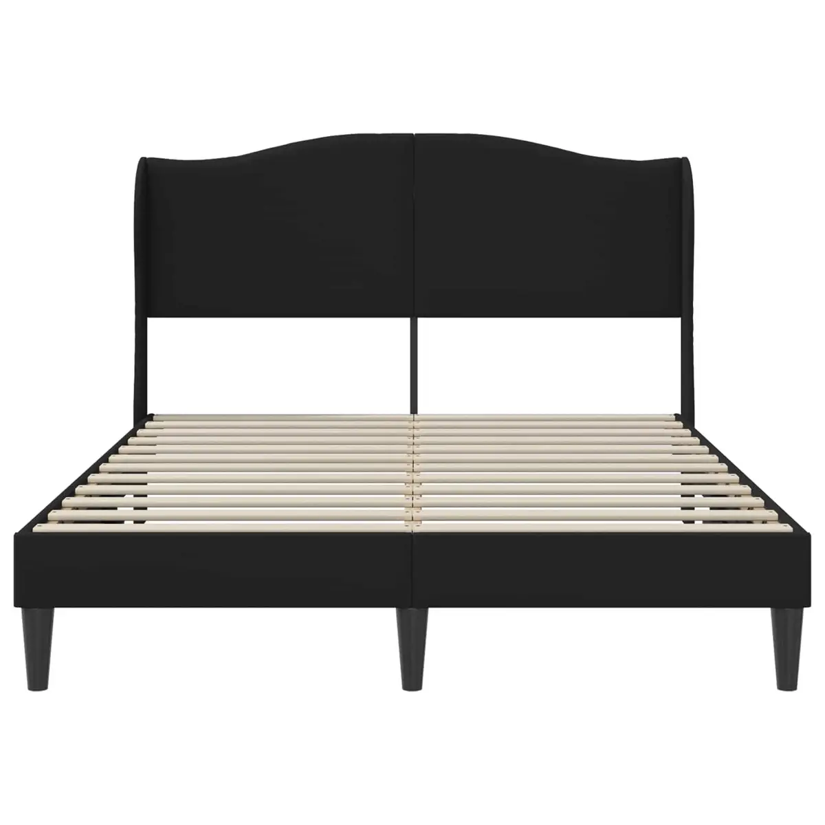 Black Bed Frame with Headboard Modern Faux Leather Queen Size 153 x 203 cm
