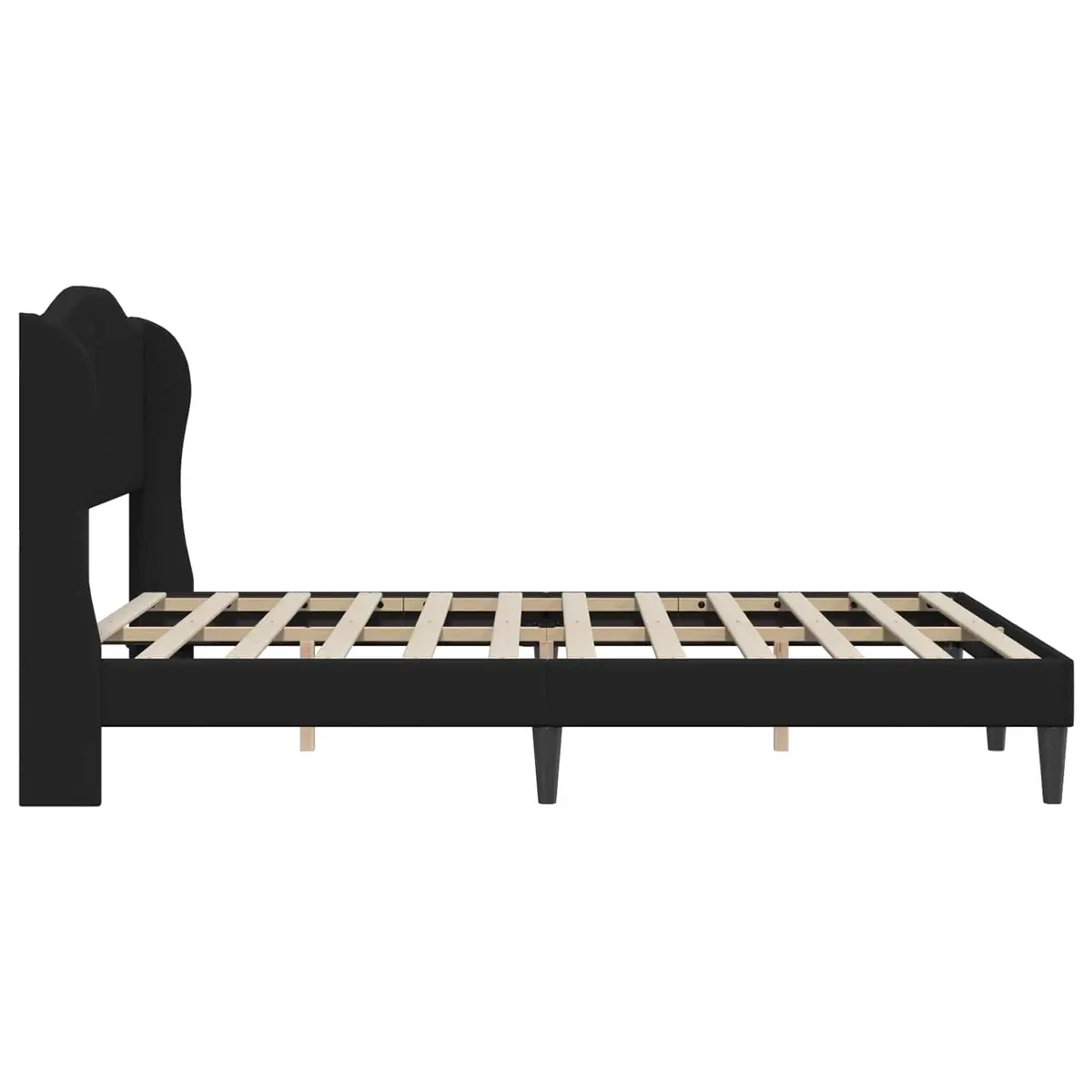 Black Bed Frame with Headboard Modern Faux Leather Queen Size 153 x 203 cm