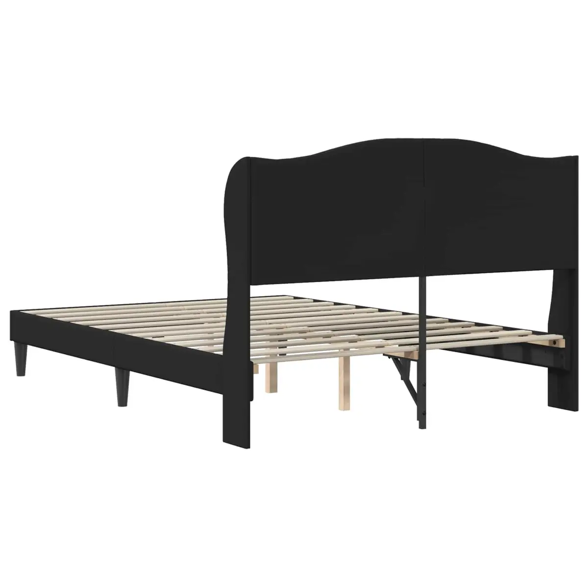 Black Bed Frame with Headboard Modern Faux Leather Queen Size 153 x 203 cm