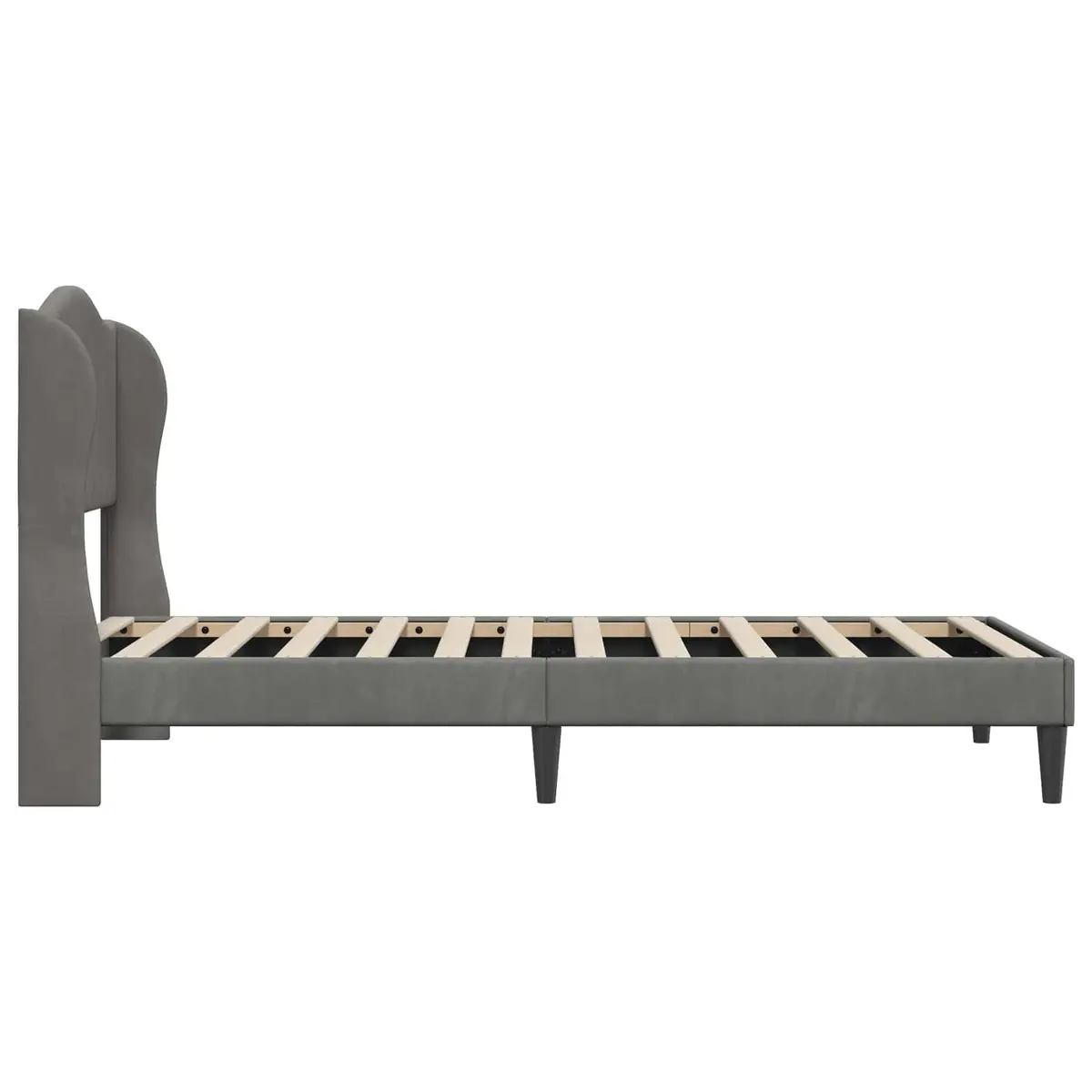 Bed Frame with Headboard Dark Grey 90 x 190 cm Velvet Upholstery Modern