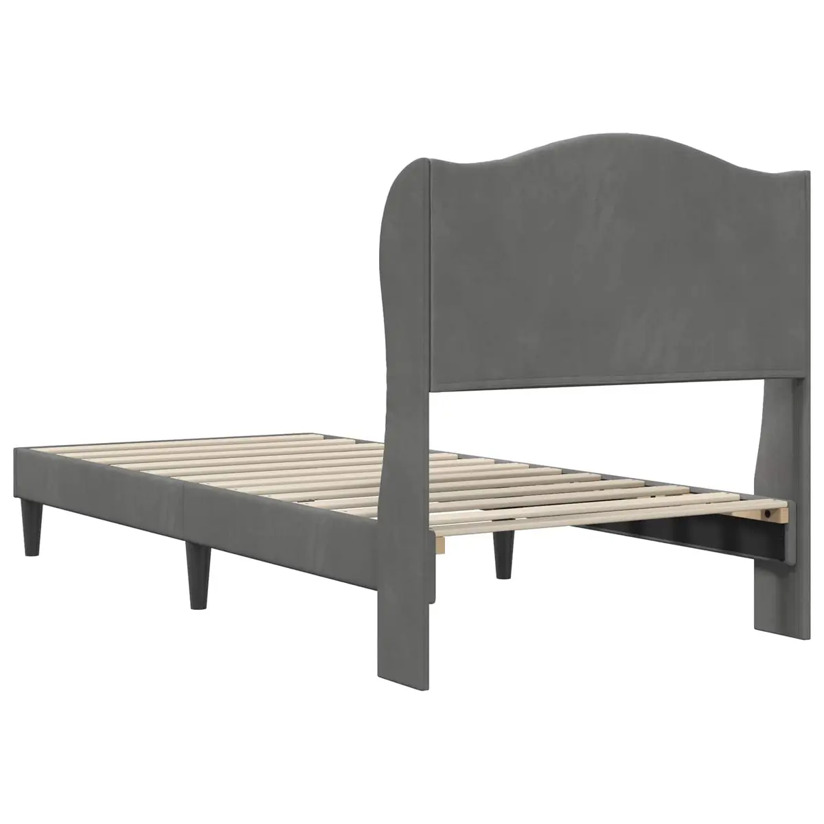 Bed Frame with Headboard Dark Grey 90 x 190 cm Velvet Upholstery Modern