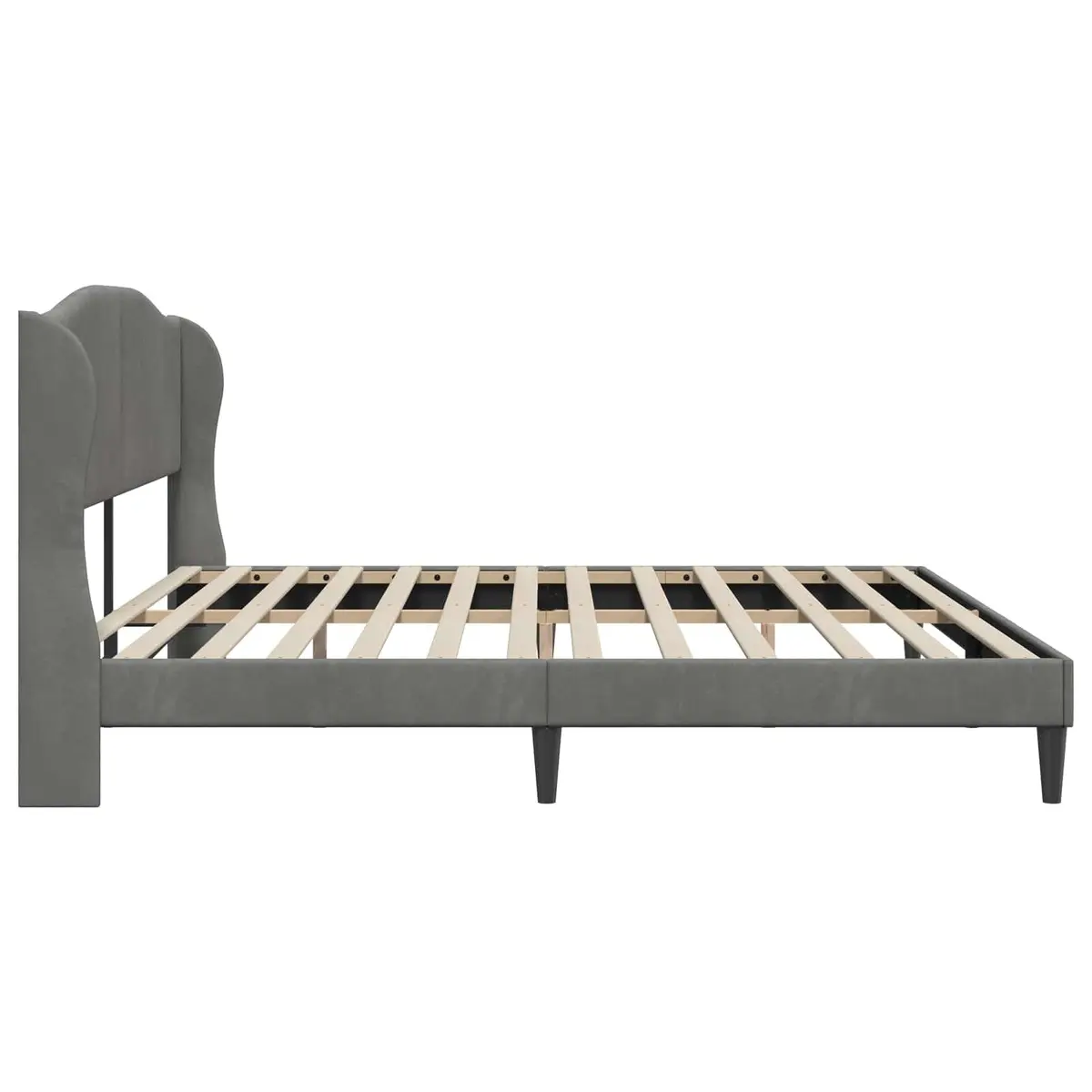 Bed Frame with Velvet Headboard Dark Grey 180 x 200 cm Modern Bedroom Furniture
