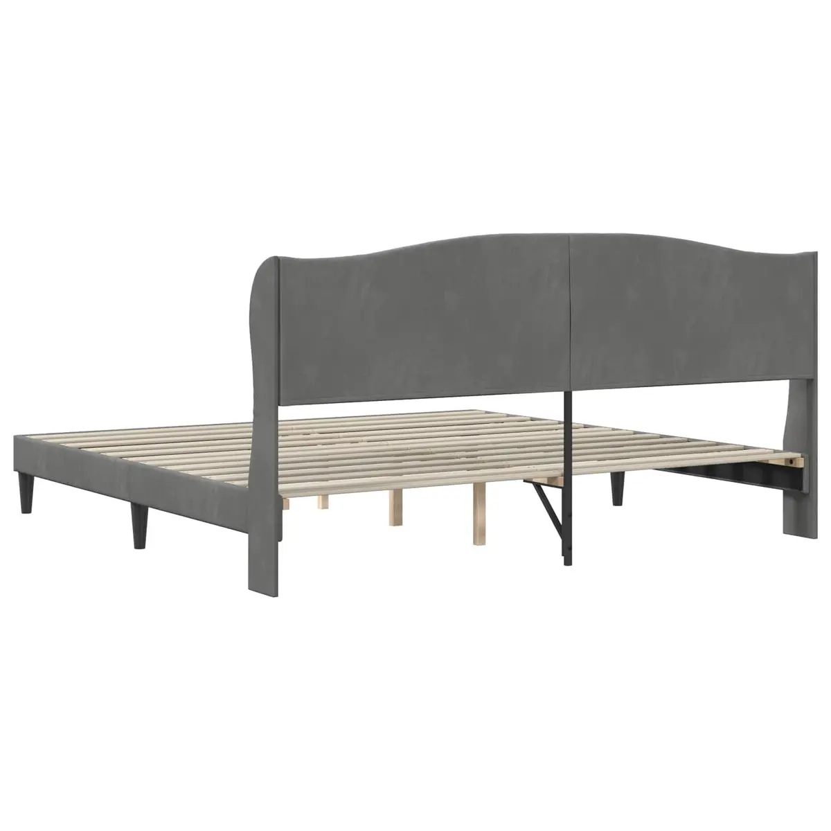 Bed Frame with Velvet Headboard Dark Grey 180 x 200 cm Modern Bedroom Furniture