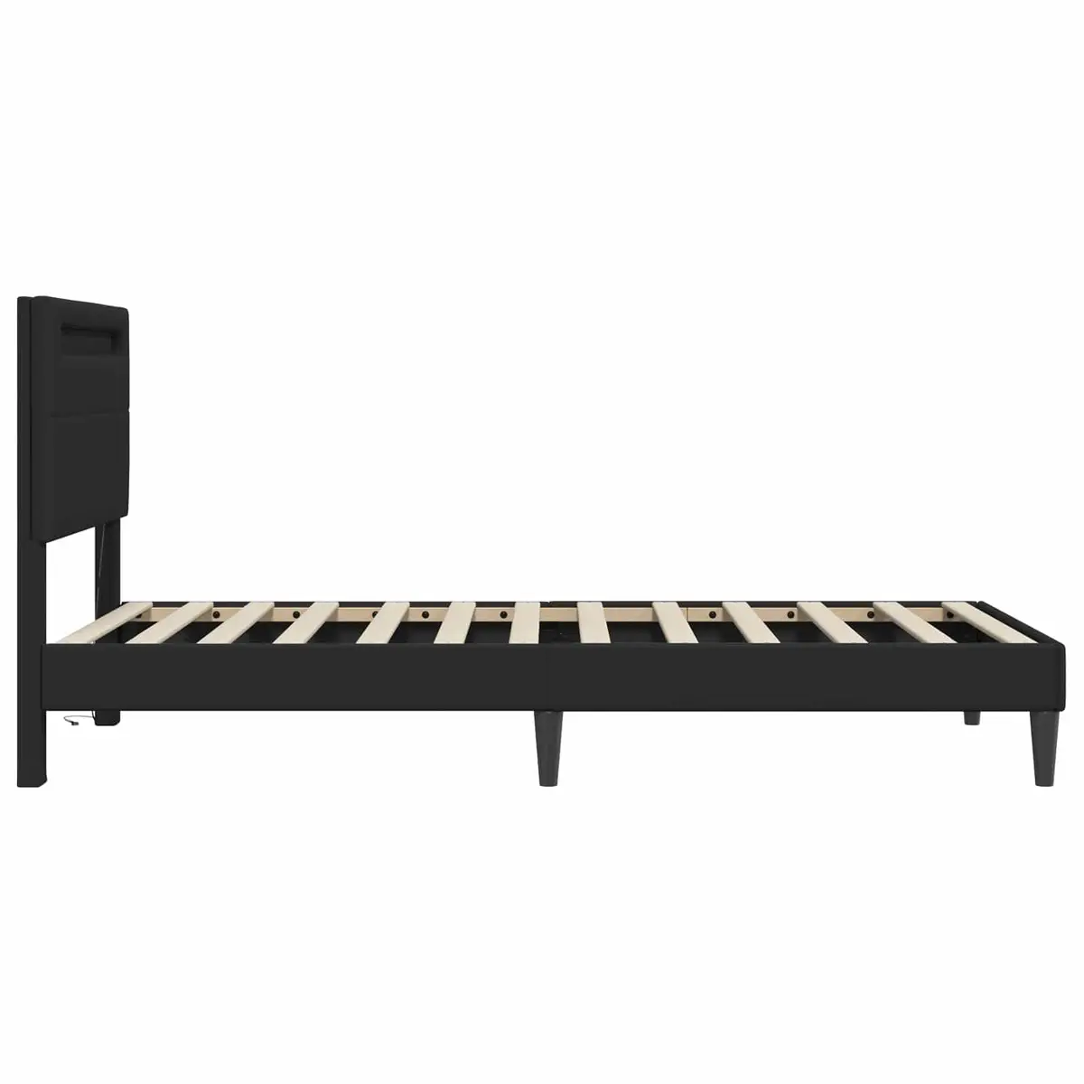 Black Bed Frame 90 x 190 cm Modern Bedroom Furniture Faux Leather Slatted Base