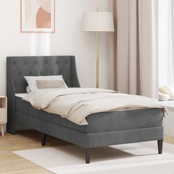 Compact Grey Velvet Bed Frame with Mattress for Stylish Sleep