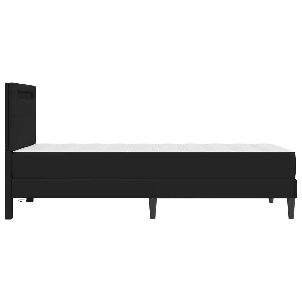 Bed Frame Black 90 x 190 cm LED Strip Lights Faux Leather Headboard Storage