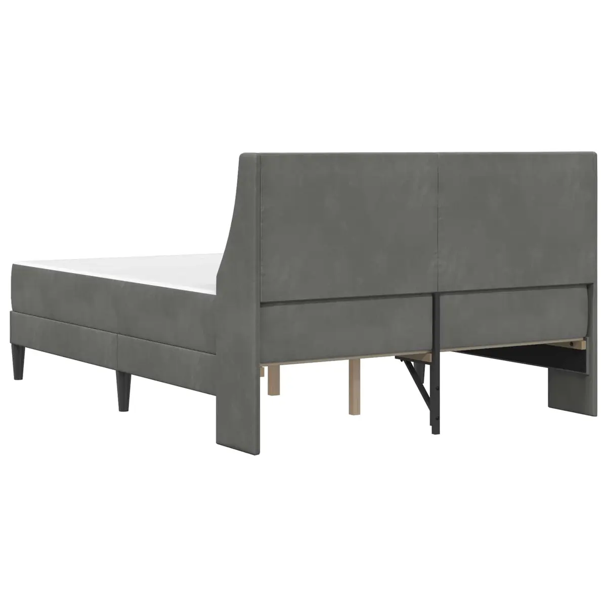 Bed Frame Grey 137 x 190 cm Velvet Upholstered Modern with Integrated Mattress