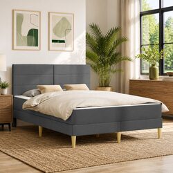 Dark Grey Bed Frame with Mattress – Compact and Stylish