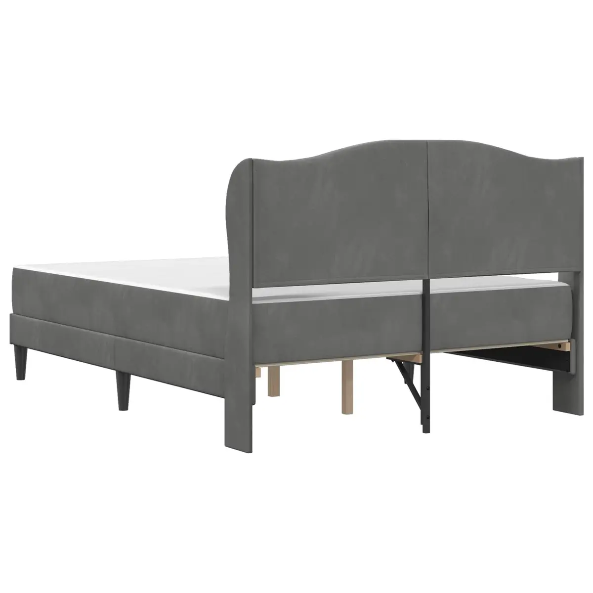 Bed Frame with Headboard Dark Grey 137 x 190 cm Modern Bedroom Furniture Storage