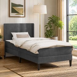 Grey Bed Frame & Mattress: Modern Style 107 x 203 cm