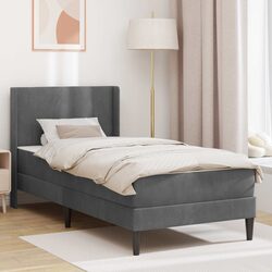 Grey Velvet Bed Frame and Mattress Combo 90 x 200 cm