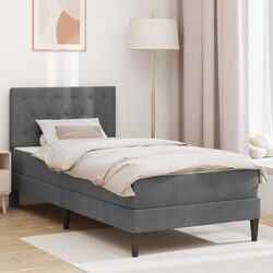 Compact Bed Frame with Pocketed Coil Mattress in Grey