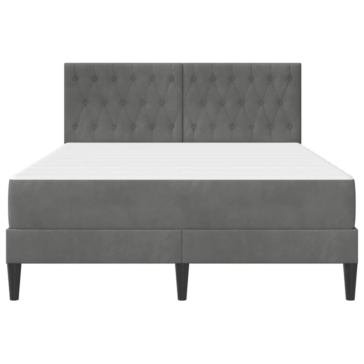 Bed Frame with Mattress Grey 137 x 190 cm Velvet Headboard Modern Bedroom