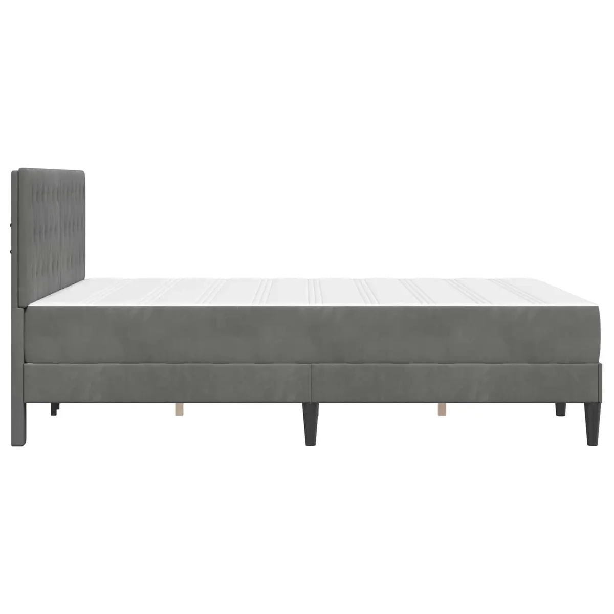 Bed Frame with Mattress Grey 137 x 190 cm Velvet Headboard Modern Bedroom