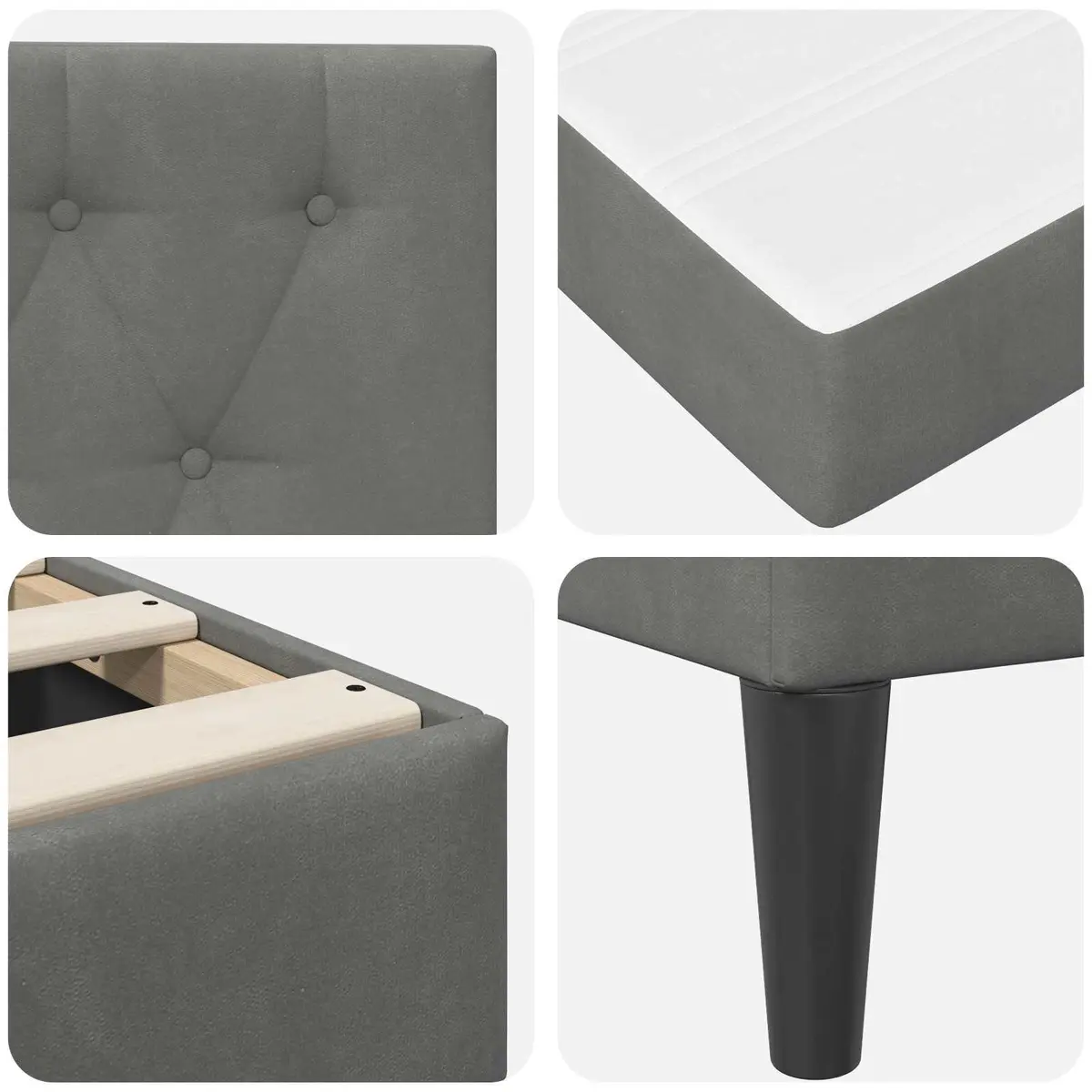 Bed Frame with Mattress Grey 107 x 203 cm Velvet Headboard Modern Bedroom