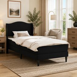 Concise Black Bed Frame with Headboard 90 x 190 cm