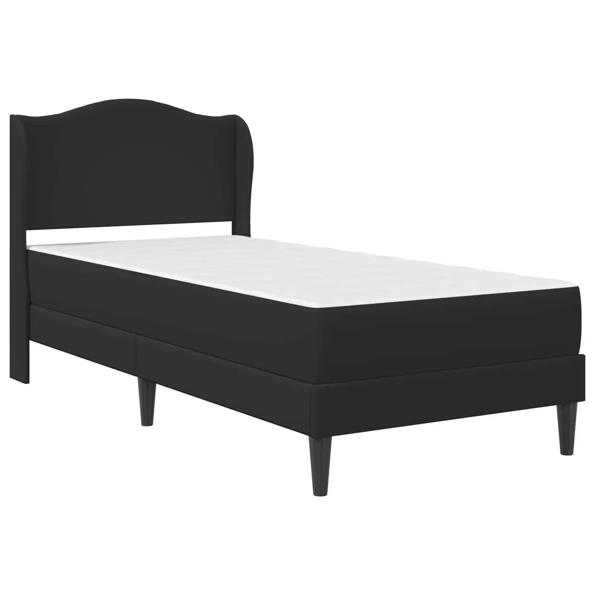 Bed Frame with Headboard Black 107 x 203 cm Modern Bedroom Furniture Slatted