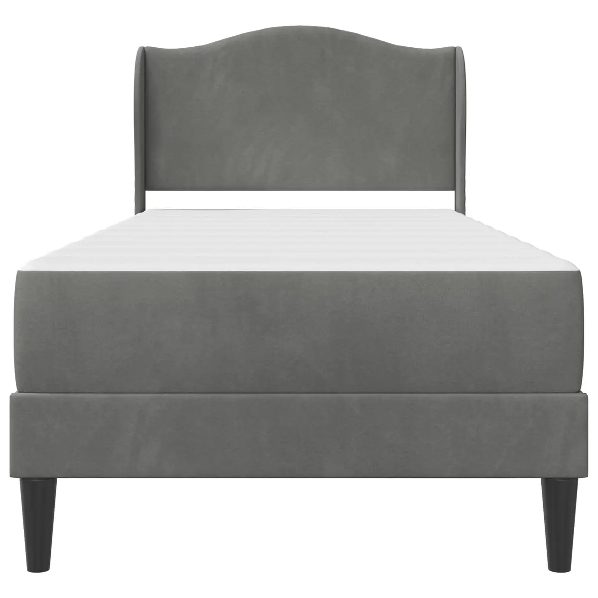 Bed Frame Dark Grey 107 x 203 cm Velvet Upholstery Storage