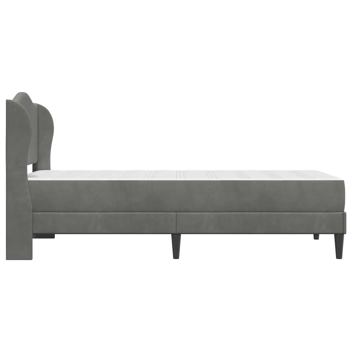 Bed Frame Dark Grey 107 x 203 cm Velvet Upholstery Storage