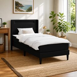Modern Bed Frame with Mattress and LED Lighting 107 x 203 cm