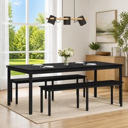 Rectangular Dining Table 200x100x75cm Black Metal Frame Kitchen Furniture