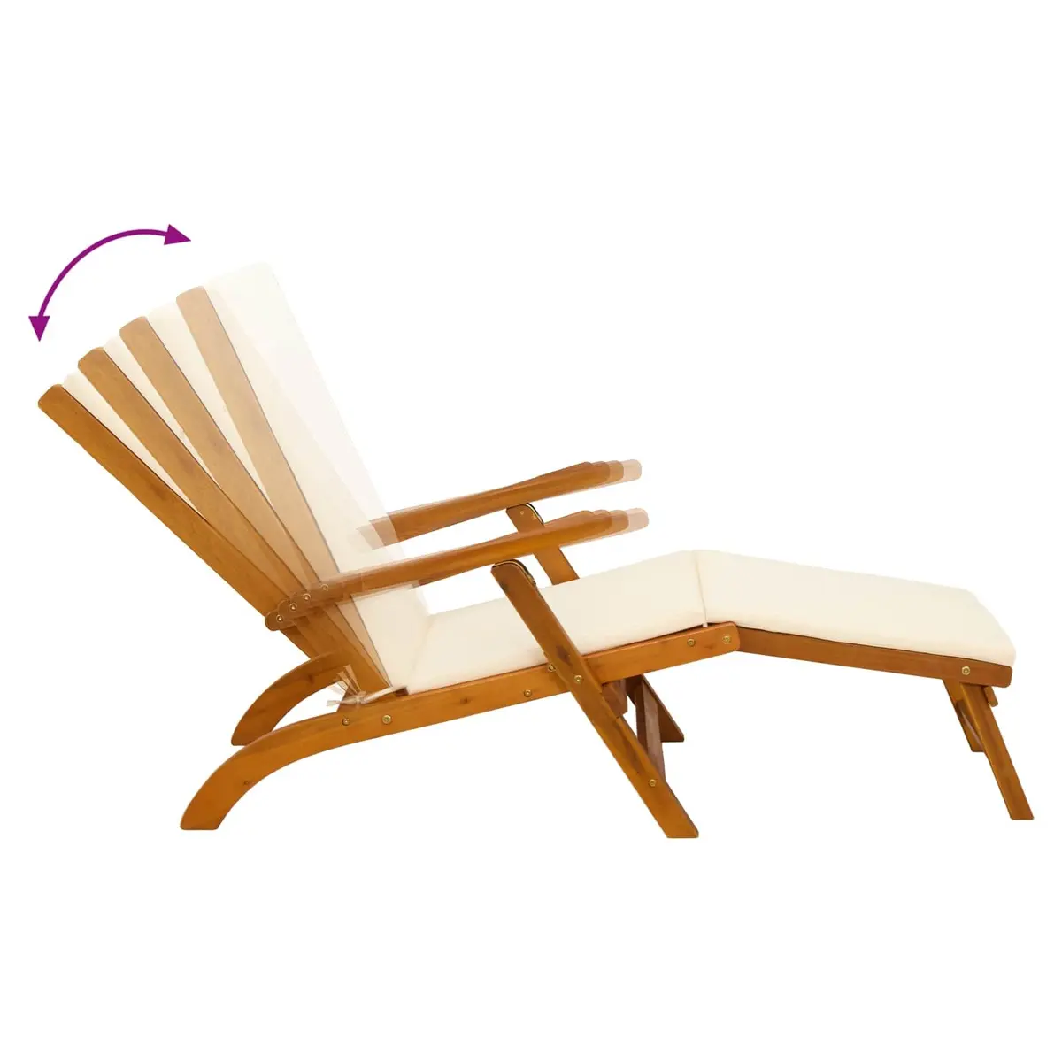 Sun Lounger Brown 2 Piece Folding Reclining Chair Acacia Wood Outdoor Garden Patio Deck Pool